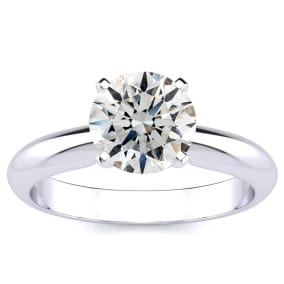1 1/2 Carat Natural Diamond Round Engagement Rings In 14K White Gold