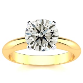 Round Engagement Rings, 2 Carat Diamond Solitaire Engagement Ring Crafted In 14K Yellow Gold