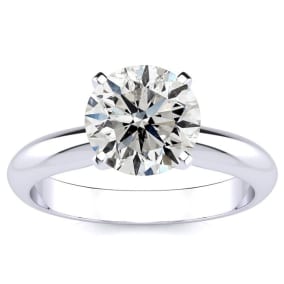 Round Engagement Rings, 2 Carat Diamond Solitaire Engagement Ring Crafted In 14K White Gold
