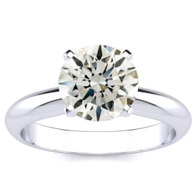 Round Engagement Rings, 2 Carat Diamond Solitaire Engagement Ring Crafted In 14K White Gold