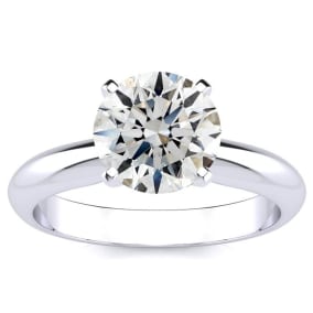 2 Carat Natural Diamond Round Engagement Rings In 14K White Gold