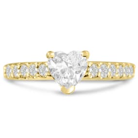 1 1/3ct Heart Shape Natural Diamond Engagement Ring Crafted in 14 Karat Yellow Gold