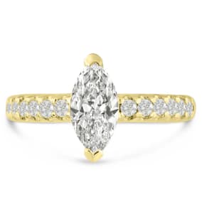 1 1/3 Carat Natural Marquise Shape Diamond Engagement Ring In 14 Karat Yellow Gold