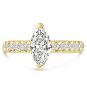 1 1/3ct Marquise Shaped Diamond Engagement Ring Crafted in 14 Karat Yellow Gold