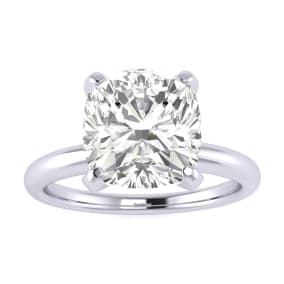 3 Carat Natural Cushion Diamond Engagement Ring In 14K White Gold