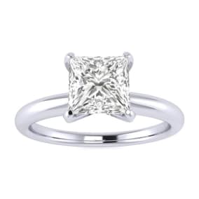 1 Carat Princess Cut Diamond Solitaire Engagement Ring In 14K White Gold