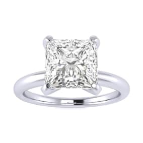 2 Carat Princess Cut Diamond Solitaire Engagement Ring In 14K White Gold