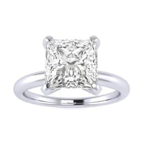 2 Carat Natural Princess Cut Diamond Solitaire Engagement Ring In 14K White Gold