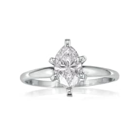 1/3 Carat Natural Marquise Diamond Solitaire Ring In 14K White Gold