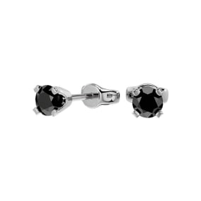 1/4ct Black Diamond Stud Earrings In White Gold
