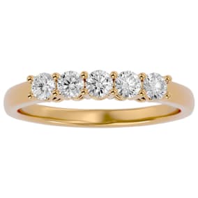 1/2 Carat Five Diamond Wedding Band In Yellow Gold