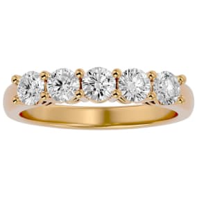 1 Carat Five Diamond Wedding Band In Yellow Gold. Very Popular Diamond Band In Solid Gold!