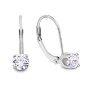 1/2 Carat Diamond Drop Earrings in 14k White Gold.  Very Popular, Shiny Natural Diamond Earrings