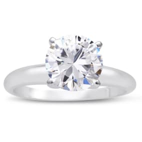 Platinum 2.00 Carat Round Cut Diamond Solitaire Engagement Ring, H-I Color, SI2 Clarity