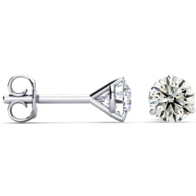 1 Carat Diamond Stud Earrings In Martini Setting, 14 Karat White Gold