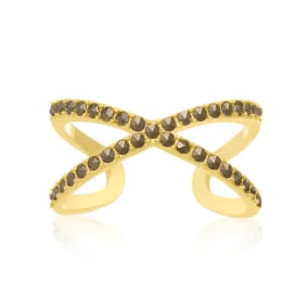 Yellow Gold Marcasite X Ring