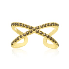 Yellow Gold Marcasite X Ring