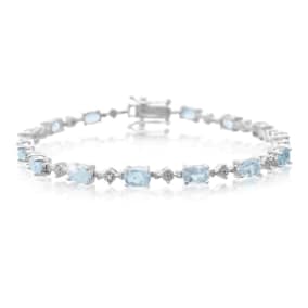 7 1/2ct Blue Topaz and Diamond Bracelet
