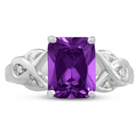 2 3/4ct Amethyst and Diamond Infinity Ring. Amazing Amethyst Ring At A Very Low Price!