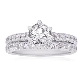 2.00 Carat Natural Classic Prong Set Bridal Set In 14K White Gold