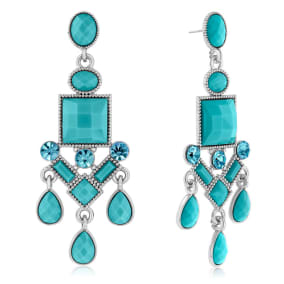 Passiana Chandelier Crystal Earrings, Turq