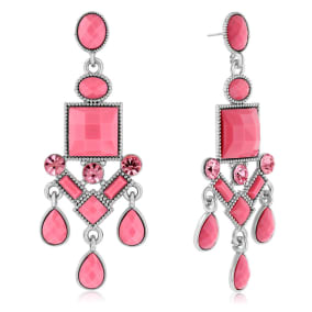 Passiana Chandelier Crystal Earrings, Pink