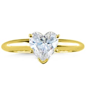 3/4 Carat Natural Heart Shape Diamond Solitaire Ring In 14K Yellow Gold