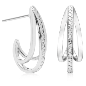 Natural Diamond J-Hoop Earrings