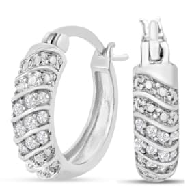 1/4 Carat 4-Row Diamond Hoop Earrings, 1/2 Inch