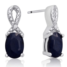 2ct Sapphire and Diamond Ribbon Earrings
