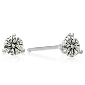 Almost 3/4 Carat Round Diamond Stud Earrings in 14 Karat White Gold with Martini Setting