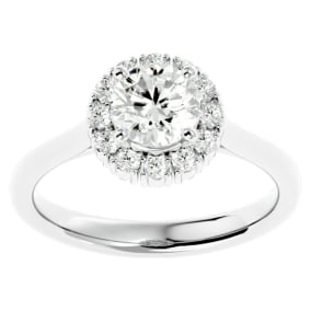 1 1/3 Carat Natural Halo Diamond Engagement Ring In 14 Karat White Gold