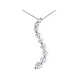 CRAZY CLOSEOUT.  1ct Curve Style Certified Diamond Journey Pendant, White Gold.   BAD DIAMONDS>>>>NOT MUCH LIFE....But Very Cheap