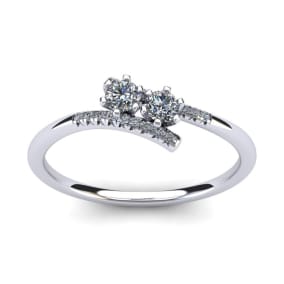 1/4 Carat Two Stone Diamond Ring In 14K White Gold