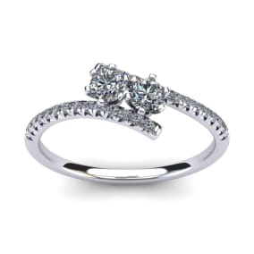 1/2 Carat Two Stone Diamond Ring In 14K White Gold