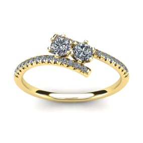 1/2 Carat Two Stone Diamond Ring In 14K Yellow Gold