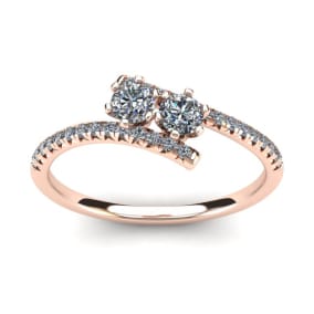 1/2 Carat Two Stone Diamond Ring In 14K Rose Gold
