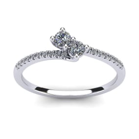1/4 Carat Two Stone Diamond Bonded Love Ring In 14K White Gold