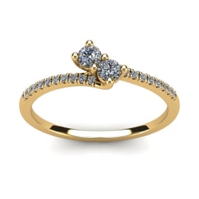 1/4 Carat Two Stone Diamond Bonded Love Ring In 14K Yellow Gold