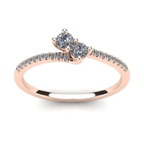 1/4 Carat Two Stone Diamond Bonded Love Ring In 14K Rose Gold