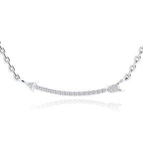 Arrow Necklace With 20 Fiery Diamonds in Solid Sterling Silver, 18 Inches