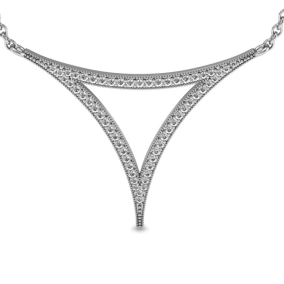 1/3 Carat Natural Diamond Open Triangle Necklace, Sterling Silver, 18 Inches
