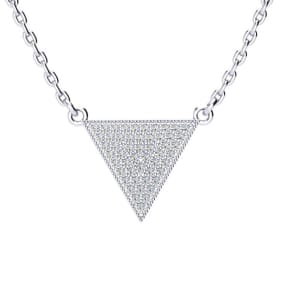 Over 1/3 Carat Diamond Triangle Necklace, Sterling Silver, 18 Inches. Fiery Diamonds!