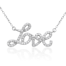 1/2 Carat Colorless Natural Diamond Love Necklace, Sterling Silver, 18 Inches