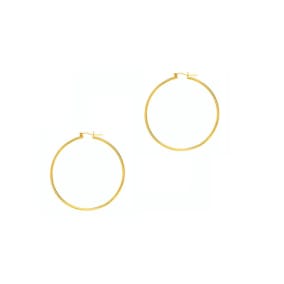 14 Karat Yellow Gold Polish Finished 40mm Hoop Earrings With Hinge With Notched Closure