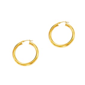 14 Karat Yellow Gold Polish Finished 20mm Hoop Earrings With Hinge With Notched Closure