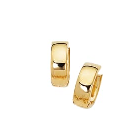 14 Karat Yellow Gold Polish Finished 15mm Snuggie Hoop Earrings With Hidden Snap Backs