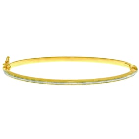 14 Karat Yellow Gold Polish Finished 2.92mm Laser Finished Glitter Bangle Bracelet With Box Tongue and Safety Closure, 7 1/4"
