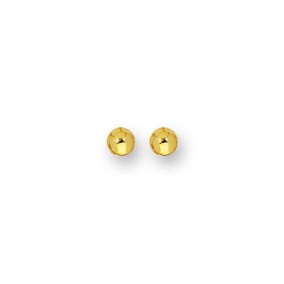 14 Karat Yellow Gold Polish Finished 7mm Ball Stud Earrings With Friction Backs 