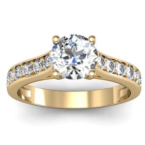 1 1/2 Carat Natural Classic Engagement Ring With 1 Carat Natural Center Diamond In 14K Yellow Gold